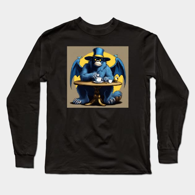 Batsquatch Tea Party Long Sleeve T-Shirt by Cryptids, Creeps, And Conspiracy